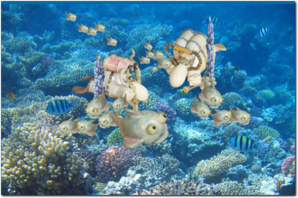 Tischlampe Taucher Team Bildfolie.