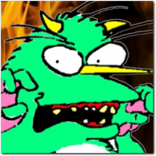 Tischlampe Höllenfeuer Bildfolie.