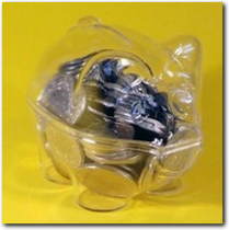 Acryl Sparschwein transparent und teilbar.