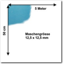 Drahtgitter 5 Meter x 50 cm mit 12,5 mm Maschengrösse.