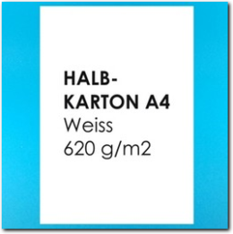 Weisser A4 Halbkarton, 620 g/m2, 5 Stück.
