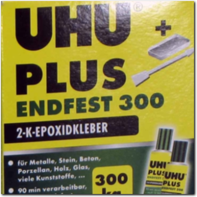 Extrem starker Uhu Plus Zwei Komponenten Kleber endfest 33 Gramm.