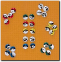 30 Stück Wackelaugen 10 mm farbig, selbstklebend.