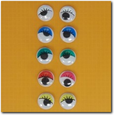 Wackelaugen farbig 15 mm, Set 10 Stück.