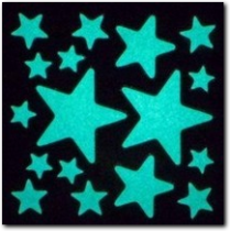 Nachleuchtende Sterne selbstklebend, 17 Stück.