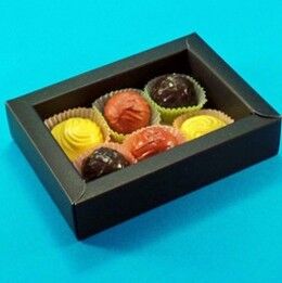 6er Pralinen Schachtel schwarz doppelwand.