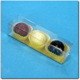 Volltransparente Klarsicht Pralinenstangen Stulpschachteln.