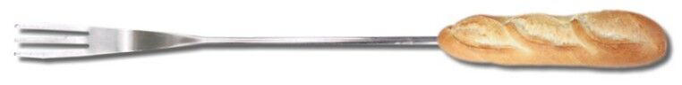 Fonduegabel mit Baquette als Griff.