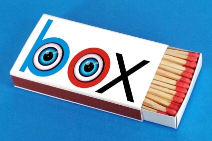 Streichholzschachtel mit Text Aufkleber.